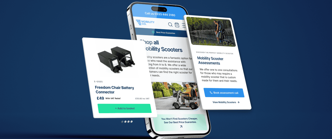 MobilityCo Website Design on 3D Mobile Mockup